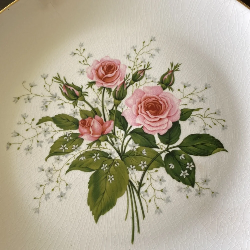 Vintage MCM Sabin Pink Roses Cake Stand! - Picture 2 of 8
